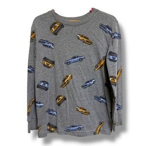 Cat & Jack Boys Muscle Car Print Long Sleeve T-Shirt Gray Size S 6/7
